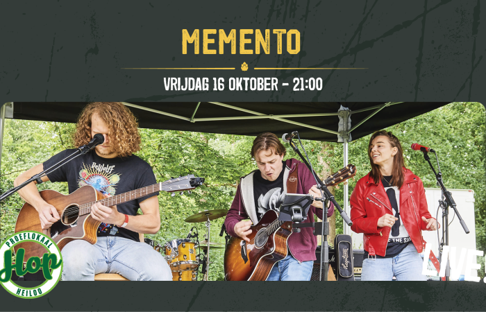 Memento - vr16 okt 2026 in Proeflokaal Hop, Heiloo - Concertcheck.nl